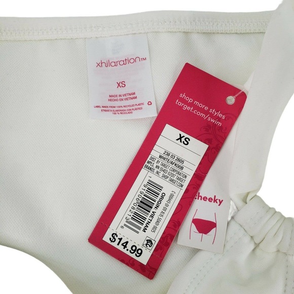 Cheeky Bikini Swim Bottom Juniors 1 Womens 00 White Strappy Sides - Picture 10 of 11